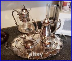 Vintage F. B Rogers Silver Plated & Glass Coffee 5 Piece Set