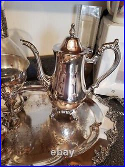 Vintage F. B Rogers Silver Plated & Glass Coffee 5 Piece Set