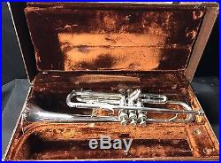 Vintage F. E. Olds Ambassador trumpet in silver plate with case