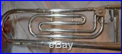 Vintage FE Olds & Son U. S, Model Silver Plate Trombone with Mouthpiece & Case