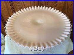 Vintage Fenton Art Glass Silver Rose (pink) Crest Pedistal Cake Plate
