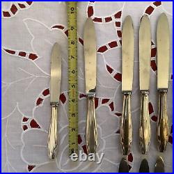 Vintage French Art Deco Silver Plate Dinner & Bread Knives Carving Set 22 pcs