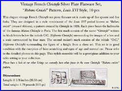 Vintage French Christofle Silver Plate Flatware Set Louis XVI Style, 10 pcs
