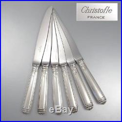 Vintage French Christofle Silver Plated Dinner Knives, Malmaison Empire, 6 pcs