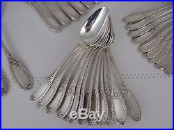 Vintage French Neoclassic Empire Style Silverplate Flatware Set for 12 50 pcs