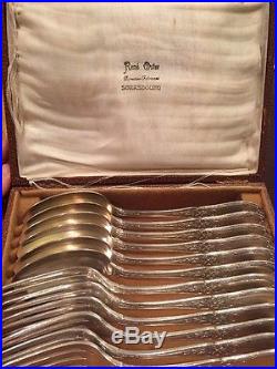 Vintage French Rene Oster Strasbourg Silver Plate Set of 12 Original Box