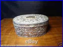 Vintage French Rococo Style Oval Silver Plate Ladies Boudoir Jewellery Box