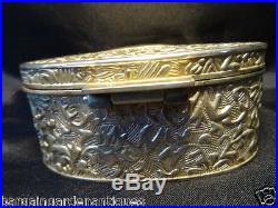 Vintage French Rococo Style Oval Silver Plate Ladies Boudoir Jewellery Box