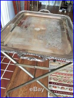 Vintage Friedman Silverplate Serving Tray Large (30.75 X 19.5) withStand