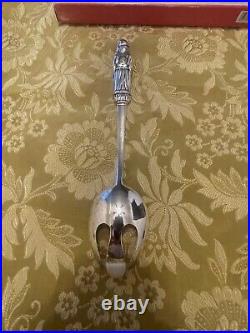 Vintage GODINGER SiILVER Plated SANTA Serving Fork New W Box Happy Holidays