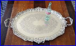 Vintage GORHAM Silver Plate 26 Footed Waiter Butler Tea Serving Tray, Y1607