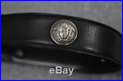 Vintage Gianni Versace Silver Plate Medusa Studded Leather Belt Size 34-38