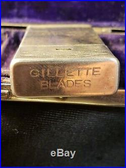 Vintage Gillette Fancy Razor Case Silverplate, Fancy Razor. Complete Set