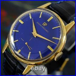 Vintage Girard Perregaux Gold Plated Manual Wind Gents Watch Elegant Blue Dial