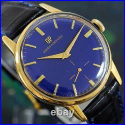 Vintage Girard Perregaux Gold Plated Manual Wind Gents Watch Elegant Blue Dial