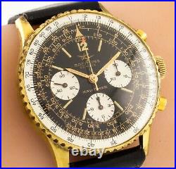 Vintage Gold-Plated Breitling Navitimer Chronograph Watch 806 with Box and Papers