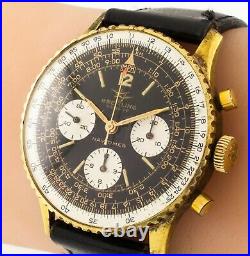 Vintage Gold-Plated Breitling Navitimer Chronograph Watch 806 with Box and Papers