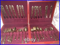 Vintage Gold Plated Silverware Set of 90 Pieces with Case Service for 16