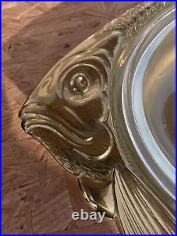 Vintage Gorham Gold Plate Fish Serving Platter With Glass Insert
