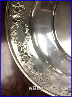 Vintage Gorham Sterling Silver Repousse Serving Plate Dish 10 Inches 344 Grams
