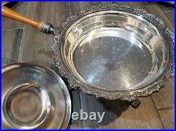 Vintage Gorham Style Unbranded Silver Plate Chafing Dish Serving Stand Set