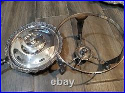 Vintage Gorham Style Unbranded Silver Plate Chafing Dish Serving Stand Set