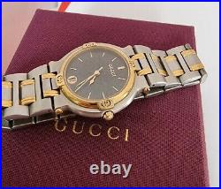 Vintage Gucci 9000M Quartz Gold Plated /stainless Steel watch with box