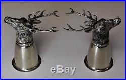 Vintage Gucci Italy Silver Stag Head Stirrup Hunt Cup with Deer Antlers