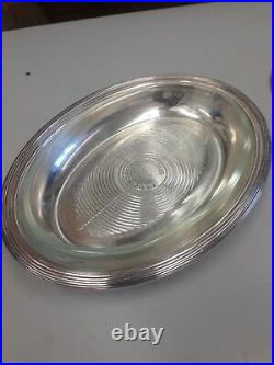Vintage H&HS E. P. Ribbed Silverplate over Copper Serving Dish wGlass Insrt 8866