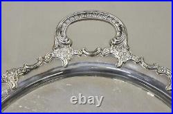 Vintage Handarbelt Alpacca Silver Plate Oval Tray Serving Platter