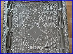 Vintage Handmade Moroccan Silverplate Serving Tray with Open Handles and Legs