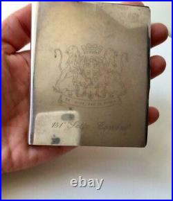 Vintage Handmade Silver Plated Cigarette Case Coat of arms Lions Cross Ladies Ma