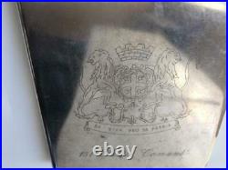 Vintage Handmade Silver Plated Cigarette Case Coat of arms Lions Cross Ladies Ma