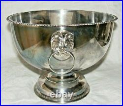 Vintage Harrods Silver Plate Silverplate Punch Bowl Lion Head Handles