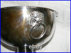 Vintage Harrods Silver Plate Silverplate Punch Bowl Lion Head Handles