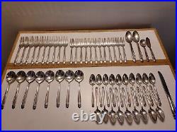 Vintage Holmes & Edwards IS Silver Plate Flatware, Danish Princess 54 pcs