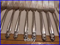 Vintage Holmes & Edwards IS Silver Plate Flatware, Danish Princess 54 pcs