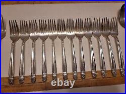 Vintage Holmes & Edwards IS Silver Plate Flatware, Danish Princess 54 pcs