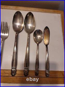 Vintage Holmes & Edwards IS Silver Plate Flatware, Danish Princess 54 pcs