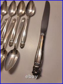 Vintage Holmes & Edwards IS Silver Plate Flatware, Danish Princess 54 pcs