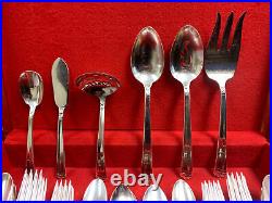 Vintage Holmes and Edwards 12 place settings 79 piece silver plate flatware set
