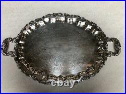 Vintage Huge Sheffield Reproduction Oval Silver Plated Serving Tray withHandles
