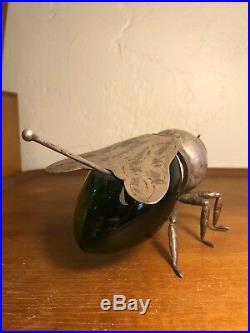 Vintage Italy Silverplate Bee With Spoon And Glass Mid Century