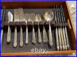 Vintage KING EDWARD 1949 Moss Rose Silver-plated National Silver 44 PCS In Tray