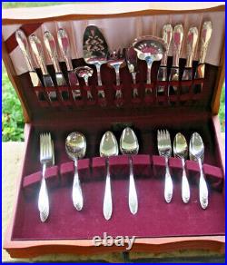 Vintage KING EDWARD Moss Rose Silver-plated National Silver Set for 8 NEAR MINT