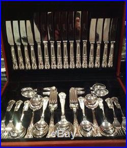 Vintage Kings Pattern Silver Plate Canteen Cutlery 60 Piece 8 Place Setting