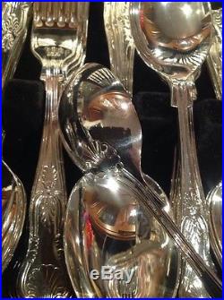 Vintage Kings Pattern Silver Plate Canteen Cutlery 60 Piece 8 Place Setting