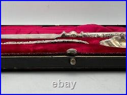 Vintage L&W Antique Silver Plated Serving Spoon & Butter Knife Utensils in Case