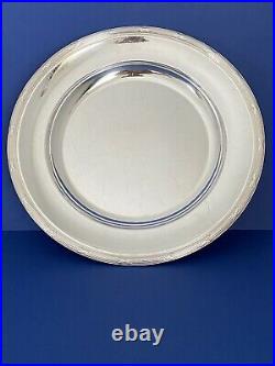 Vintage Large Christofle Rubans Silver Plate Round Serving Tray Platter