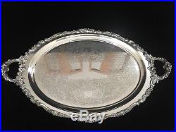 Vintage Large Footed Waiter Tray Baroque Wallace Silver 294F, 28 1/2 x 17 1/2